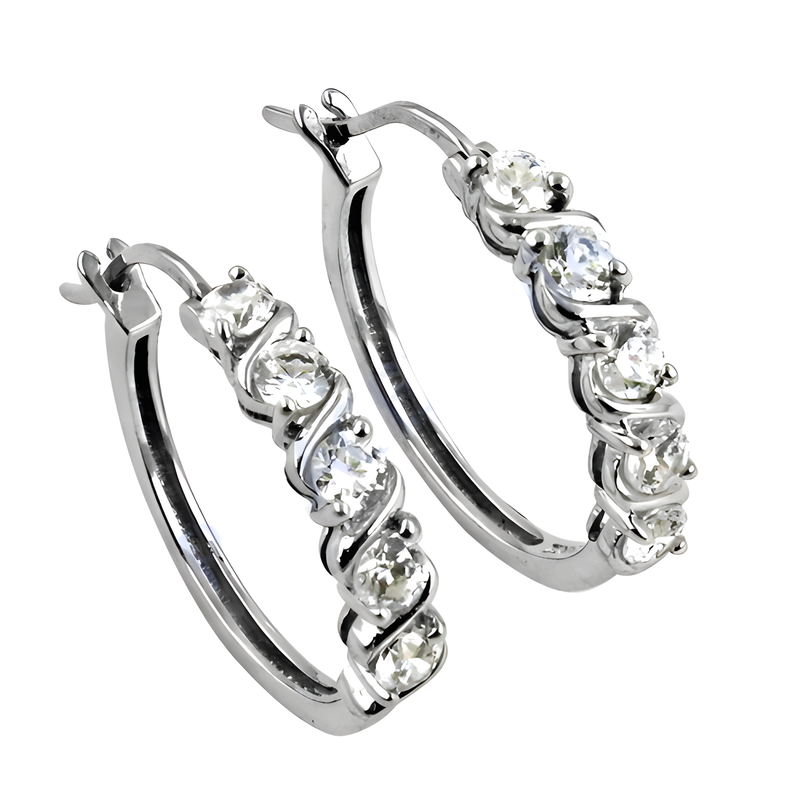 Impressive Cubic Zirconia Gemstone Silver Earrings