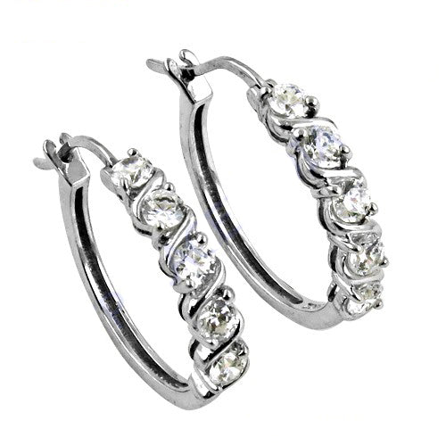 925 silver cubic zirconia hoop earrings for women | daily wear
