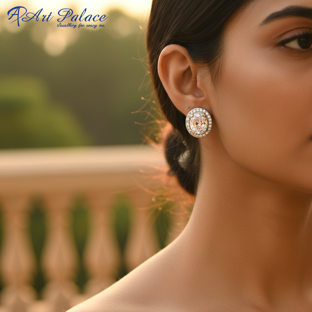 925 Silver Cubic Zirconia Halo Earrings for Women | Gift