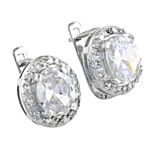 Party Wear Designer Cz Gemstone Silver Earrings