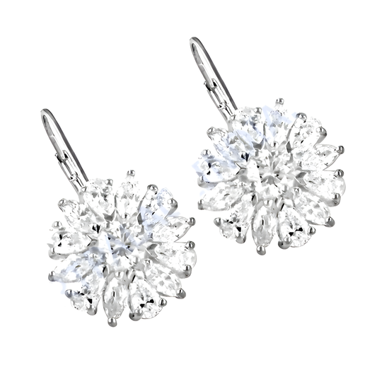 Attractive Flower Style Cubic Zirconia Silver Earrings