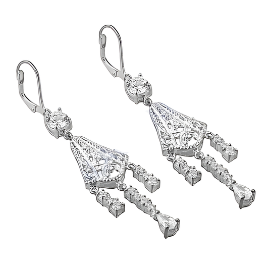 Elegant Traditional Cubic Zirconia Gemstone Silver Earrings - Shop Now