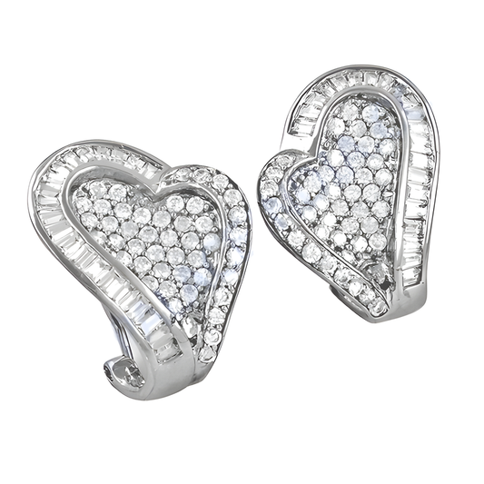 Elegant Heart-Shaped Cubic Zirconia Silver Earrings - Stylish Jewelry