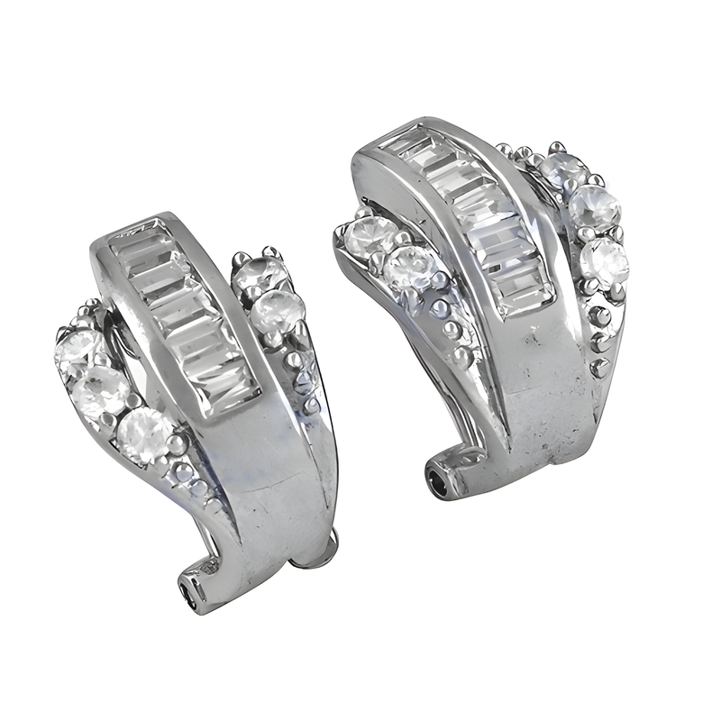 Rocking Style Cubic Zirconia Silver Earrings