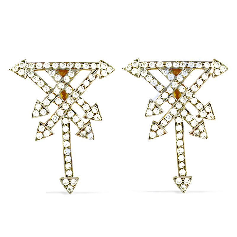 Pure Style Cubic Zirconia Gold Plated Silver Earrings, 925 Sterling Silver Jewelry