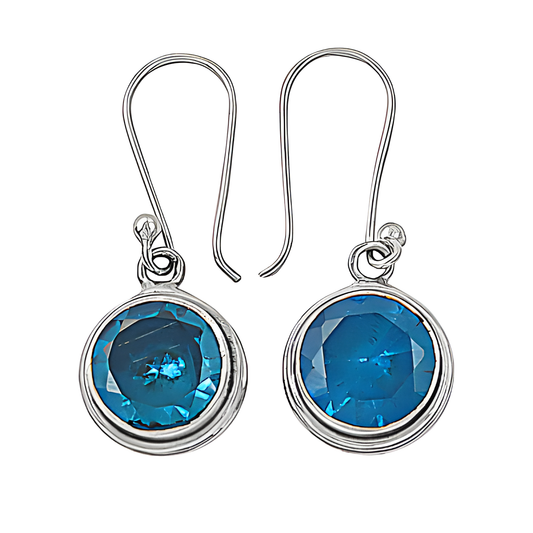 Fashion Accessories Blue Cubic Zirconia Gemstone Silver Hook Earrings