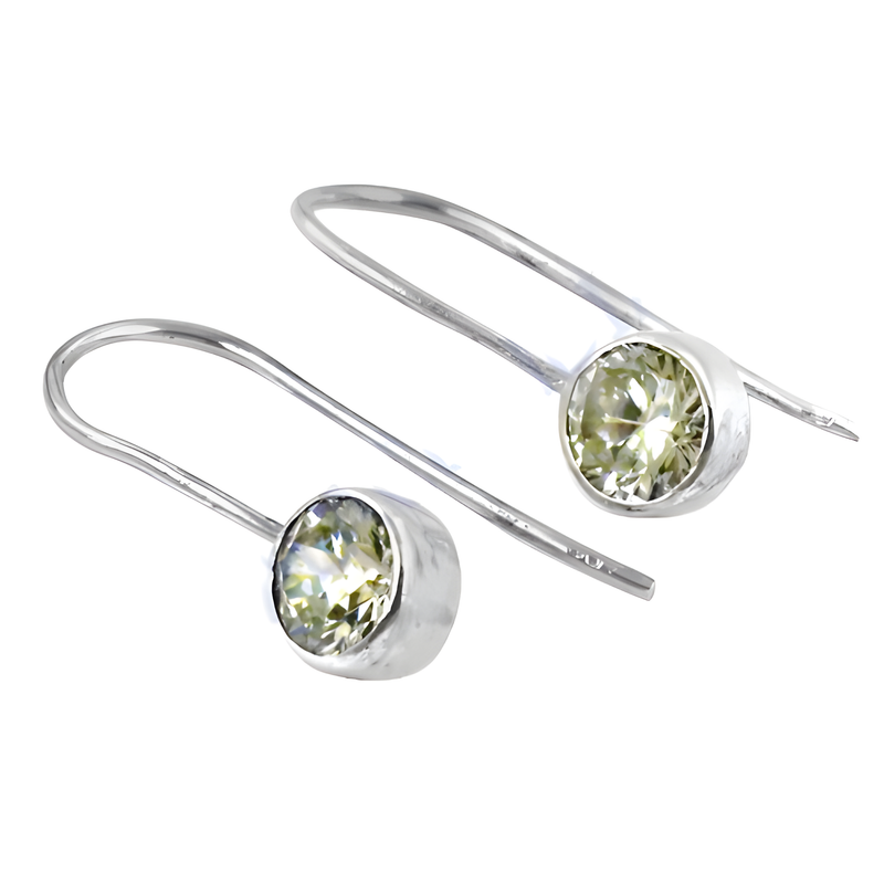 Gracious Cubic Zirconia Gemstone Silver Earrings, 925 Sterling Silver Jewelry