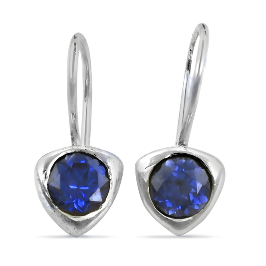 Pretty Inkzirconia Gemstone Silver Earrings