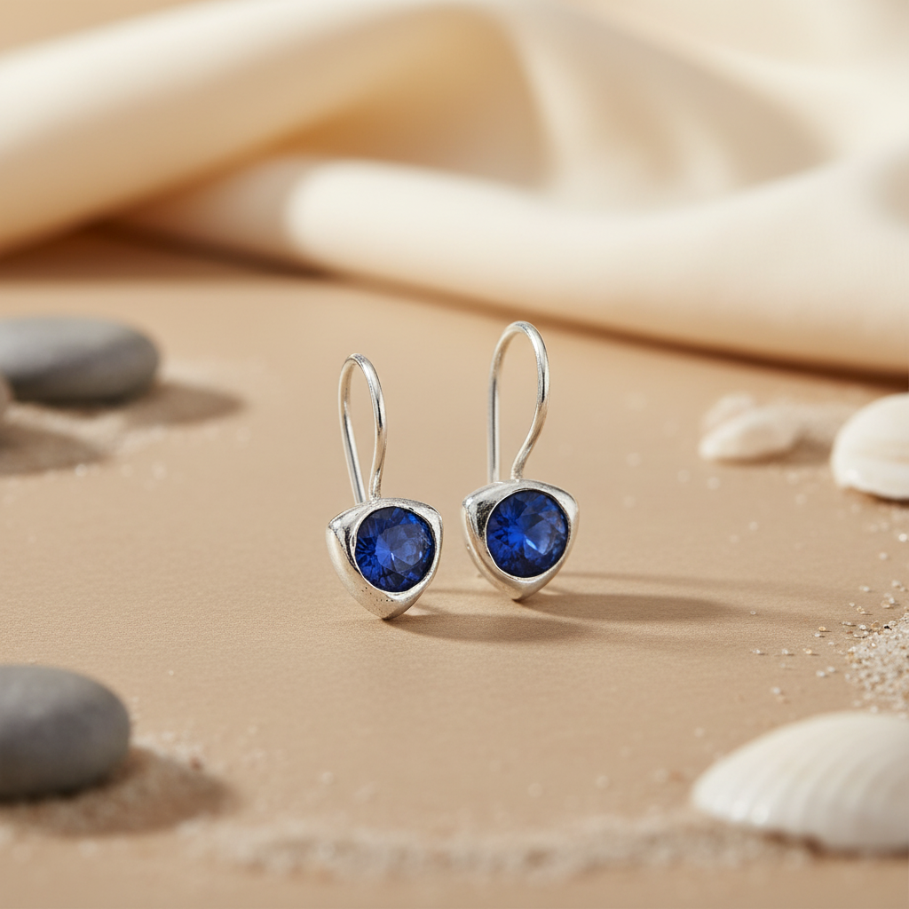 925 Silver Blue Sapphire Earrings for Women | Dainty Jewelry