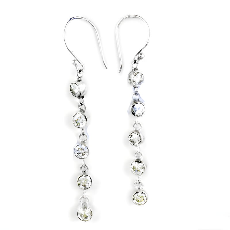 Fashionable Cubic Zirconia Silver Long Earrings