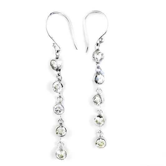 Fashionable Cubic Zirconia Silver Long Earrings