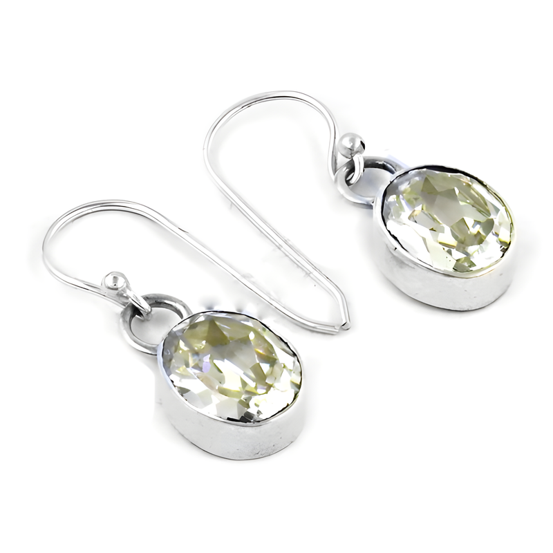 Simple Cubic Zirconia Gemstone Silver Earrings