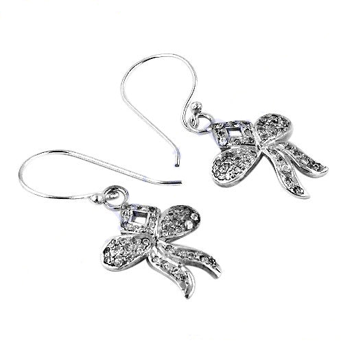 Silver bowknot earrings with cz stones | women's jewelry gift