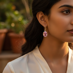 将图像加载到图库查看器中， Silver Pink Gemstone Earrings for Women | Dangle Earrings
