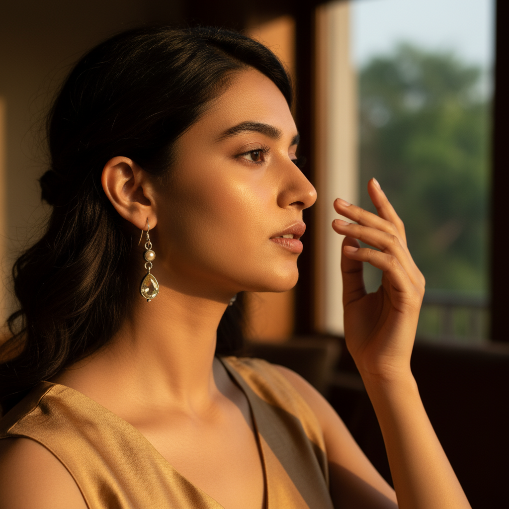 925 Silver Citrine & Pearl Drop Earrings for Women | Gift