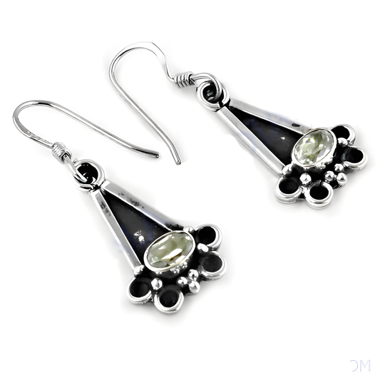 Feminine Unique Designer Cubic Zirconia Gemstone Silver Earrings