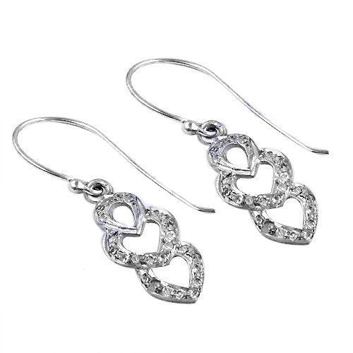 925 Silver Double Heart Earrings | Women's Jewelry | Gift