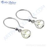 Load image into Gallery viewer, Silver teardrop dangle earrings with gemstone accents. Elegant silver drop earrings for women.
