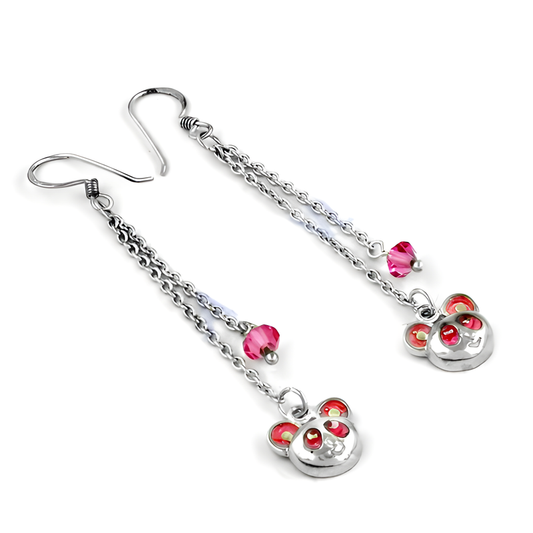 New Arrival Pink Cubic Zirconia Gemstone Silver Earrings