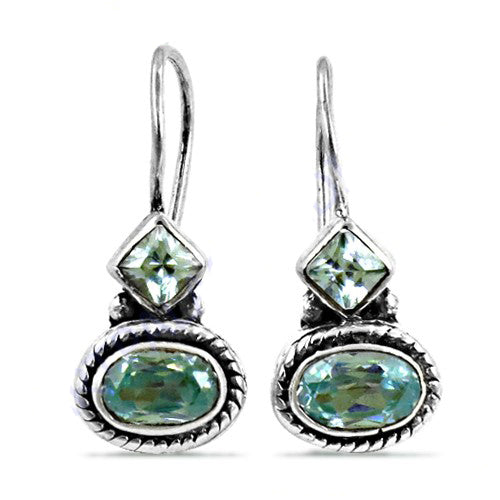 925 silver green gemstone drop earrings for women | gift jewelry