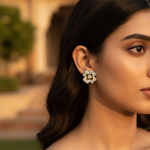 Load image into Gallery viewer, Floral Diamond Stud Earrings | Silver Jewelry for Women
