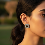 将图像加载到图库查看器中， Floral Diamond Stud Earrings | Silver Jewelry for Women
