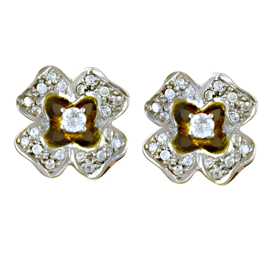 Cute Cubic Zirconia Gemstone Silver Stud Earrings