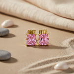 Load image into Gallery viewer, gold plating Pink Stone Stud Earrings for Women | Fashion Jewelry
