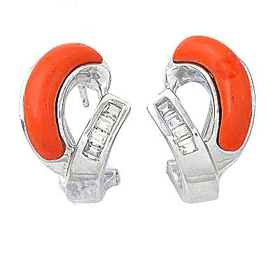 Silver coral hoop earrings for women | statement jewelry