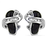 Load image into Gallery viewer, Silver Black Onyx &amp; CZ Stud Earrings for Women | Elegant Jewelry

