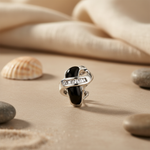 Load image into Gallery viewer, Silver Black Onyx &amp; CZ Stud Earrings for Women | Elegant Jewelry
