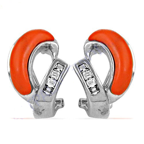 Silver Coral Earrings with Cubic Zirconia | Daily Wear Jewelry