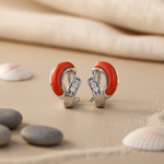 Load image into Gallery viewer, Silver Coral Earrings with Cubic Zirconia | Daily Wear Jewelry
