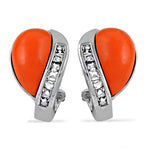 Load image into Gallery viewer, Silver Orange Coral Earrings for Women | Fashion Jewelry
