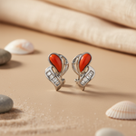 Load image into Gallery viewer, Silver Coral Stud Earrings for Women | Fashion Jewelry
