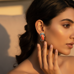 Load image into Gallery viewer, Silver Coral Earrings for Women | Statement Jewelry
