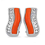 Load image into Gallery viewer, Silver and Orange Stone Earrings for Women | Fashion Jewelry
