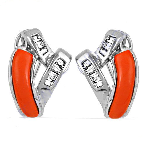 Silver orange enamel earrings | women's jewelry | gift