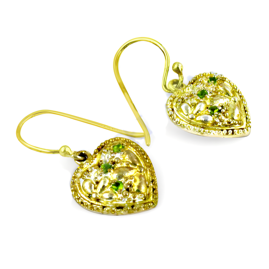 Indian Designer Green Cubic Zirconia Gemstone Silver Gold Plated Earrings