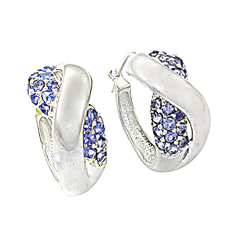 Unique Style Blue Cubic Zirconia Gemstone Silver Earrings - Shop Now