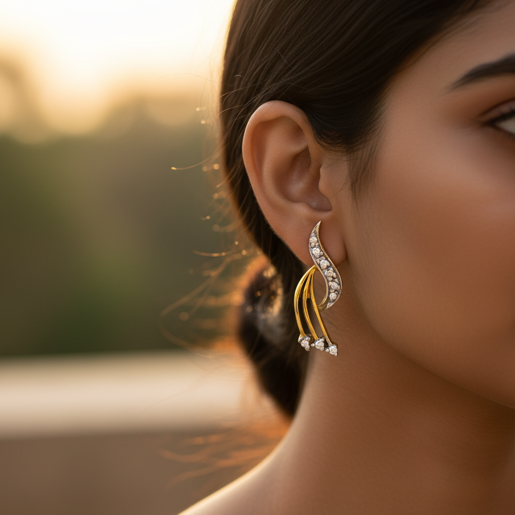 gold plating Diamond Earrings | Women's Elegant Jewelry Gift