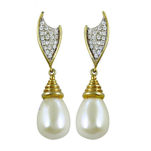 gold plating Teardrop Pearl Drop Earrings | Women's Elegant Jewelry