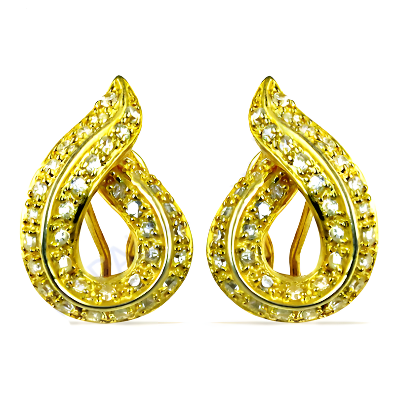 Feminine Unique Designer CZ Silver Gold Plated Earrings