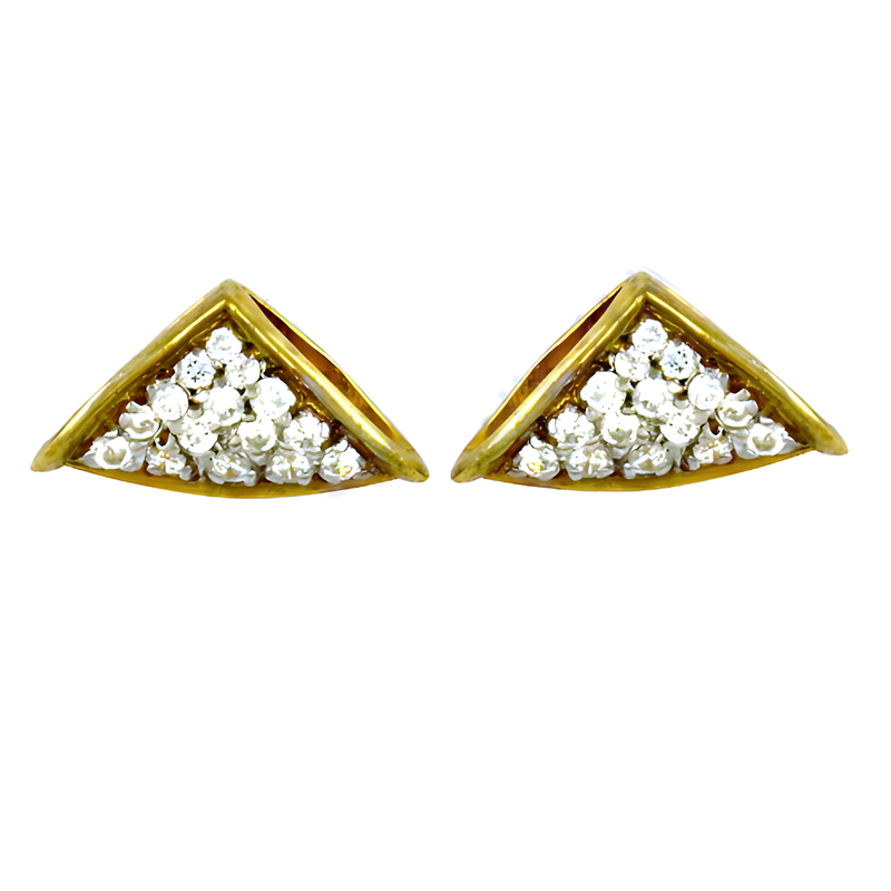 Cute Silver Gold Plated Stud Earrings With Cubic Zirconia