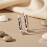 Load image into Gallery viewer, Silver Pearl &amp; Cubic Zirconia Earrings for Women | Dangle Earrings
