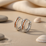 Load image into Gallery viewer, Silver Hoop Earrings with Orange Gemstones for Women
