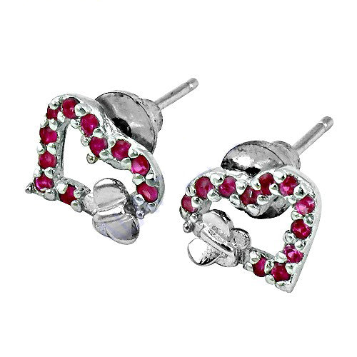 925 Silver Ruby Heart Stud Earrings for Women | Gift