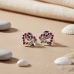 Load image into Gallery viewer, 925 Silver Ruby Heart Stud Earrings for Women | Gift
