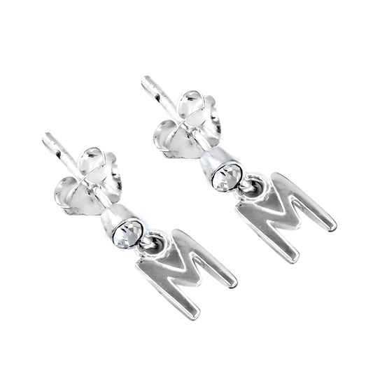 Elegant Silver Initial Earrings with Sparkling Cubic Zirconia