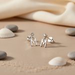 Load image into Gallery viewer, 925 Silver Letter 'M' Stud Earrings | Women's Jewelry Gift
